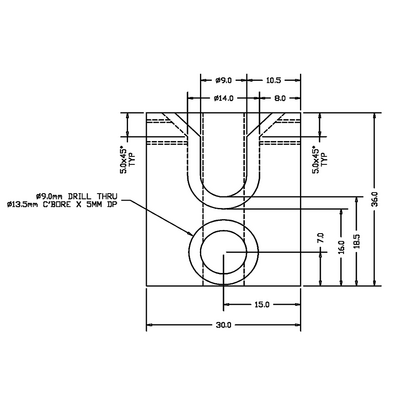 41-410-3 MODULAR SOLUTIONS GUARD CONNECTION FOR REMOVABLE PANEL<BR>36MMX30MMX15MM WITH HARDWARE AND PIVOT PIN